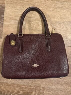 Coach Pebbled Leather Satchel - Wine